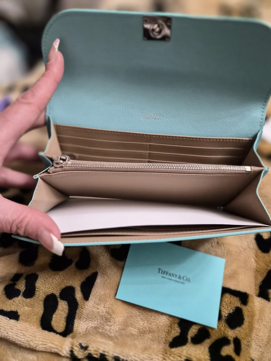 Tiffamy Blue Leather Clutch Wallet with Silver Hardware - Picture 2 of 5